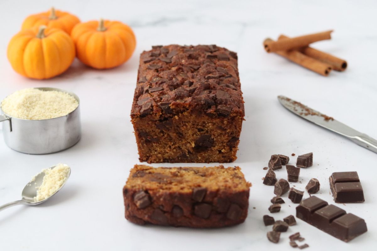 Almond flour Chocolate Chip Pumpkin bread (gluten free, paleo, vegan)