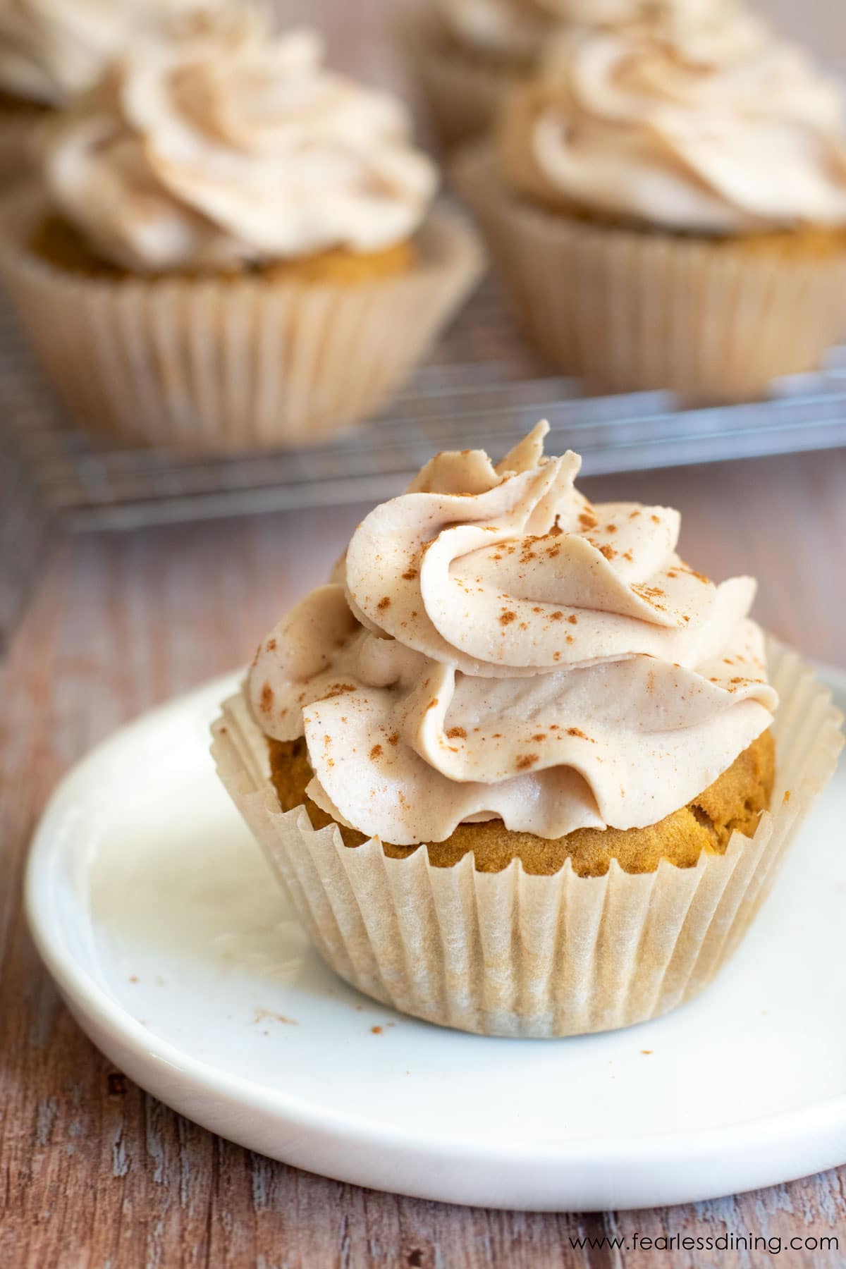 Gluten Free Pumpkin Cupcakes with Cinnamon Frosting 