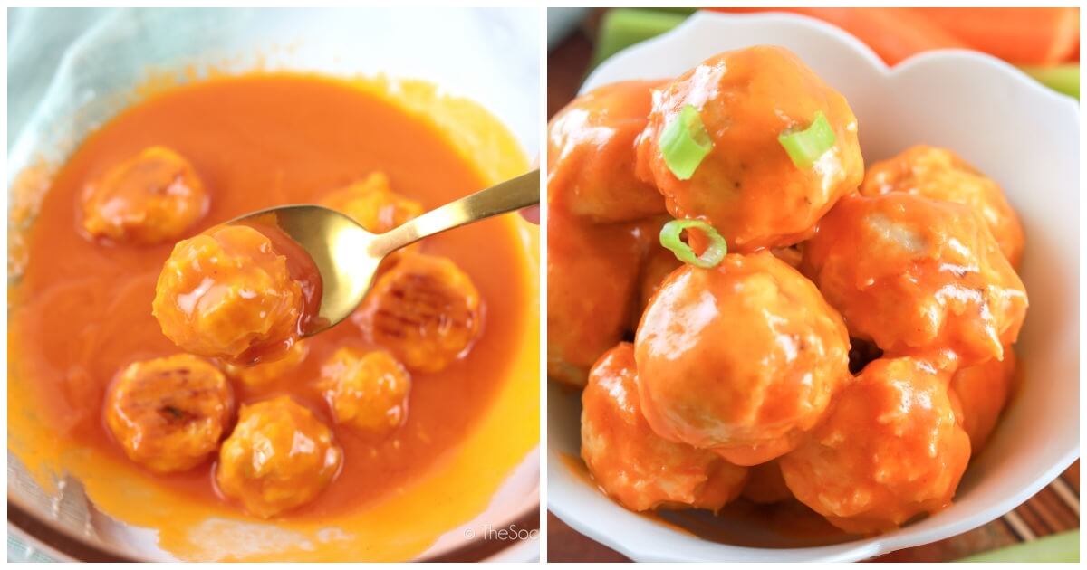 Keto Buffalo Chicken Meatballs - Only 1g net carbs!